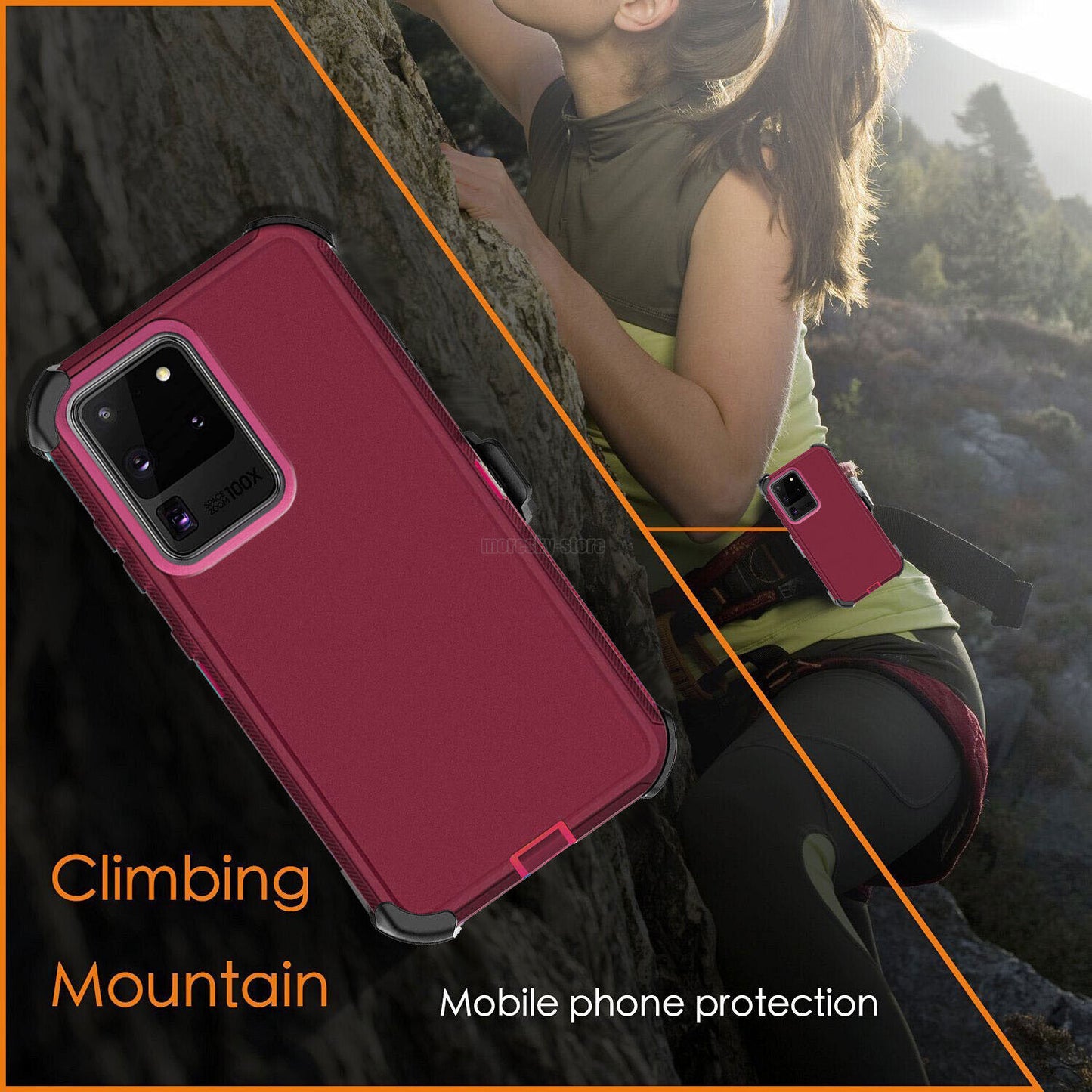 For Samsung Galaxy S20 Ultra/+/FE Hybrid Rugged Case Cover + Holster Belt Clip