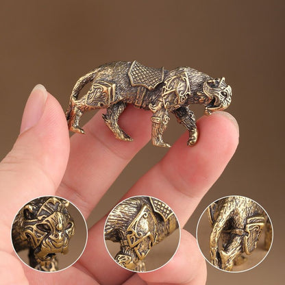 Pure Brass Saber-Toothed Tiger Ornament Armor Tiger Model Tea Pet Paperweight