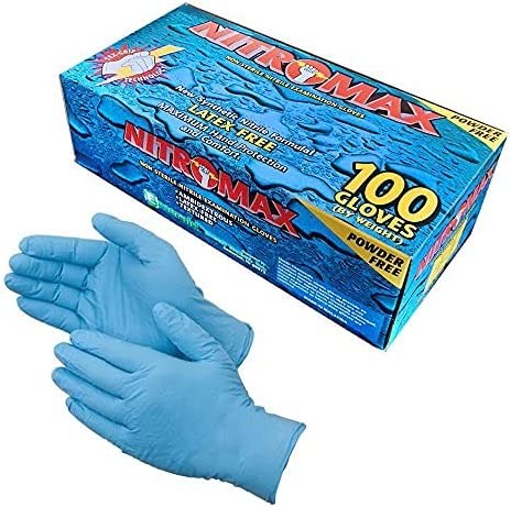 100 Count SIZE MEDIUM Powder-Free Nitrile Gloves, 5 Mil, Food Grade, Disposable