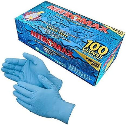 100 Count SIZE MEDIUM Powder-Free Nitrile Gloves, 5 Mil, Food Grade, Disposable