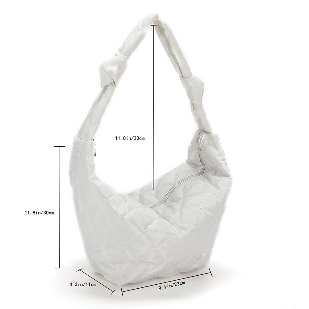 Lattice Pattern Shoulder Bag Cotton Handbag Large Capacity Purse Feather Padded