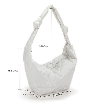 Lattice Pattern Shoulder Bag Cotton Handbag Large Capacity Purse Feather Padded