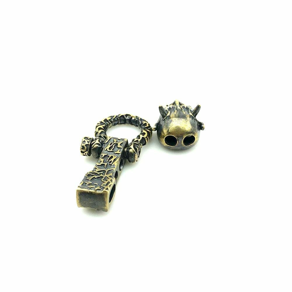 Skull Devil Buckle Beads Adjustable Paracord DIY Pendant Brass Lanyards Charms