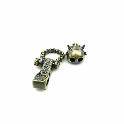 Skull Devil Buckle Beads Adjustable Paracord DIY Pendant Brass Lanyards Charms