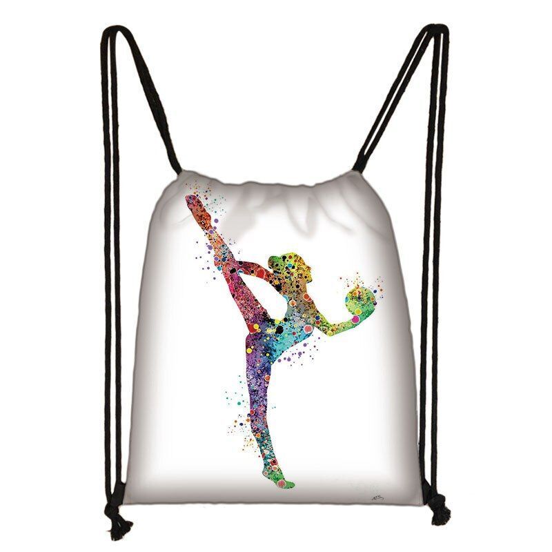Watercolor Art Print Backpack Drawstring Bag Daypack Gymnast Storage Bag Travel