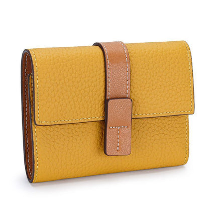 Coin Purse Short Wallets Trifold Money Bag Flap Snap Cowhide Card Holder Clutch
