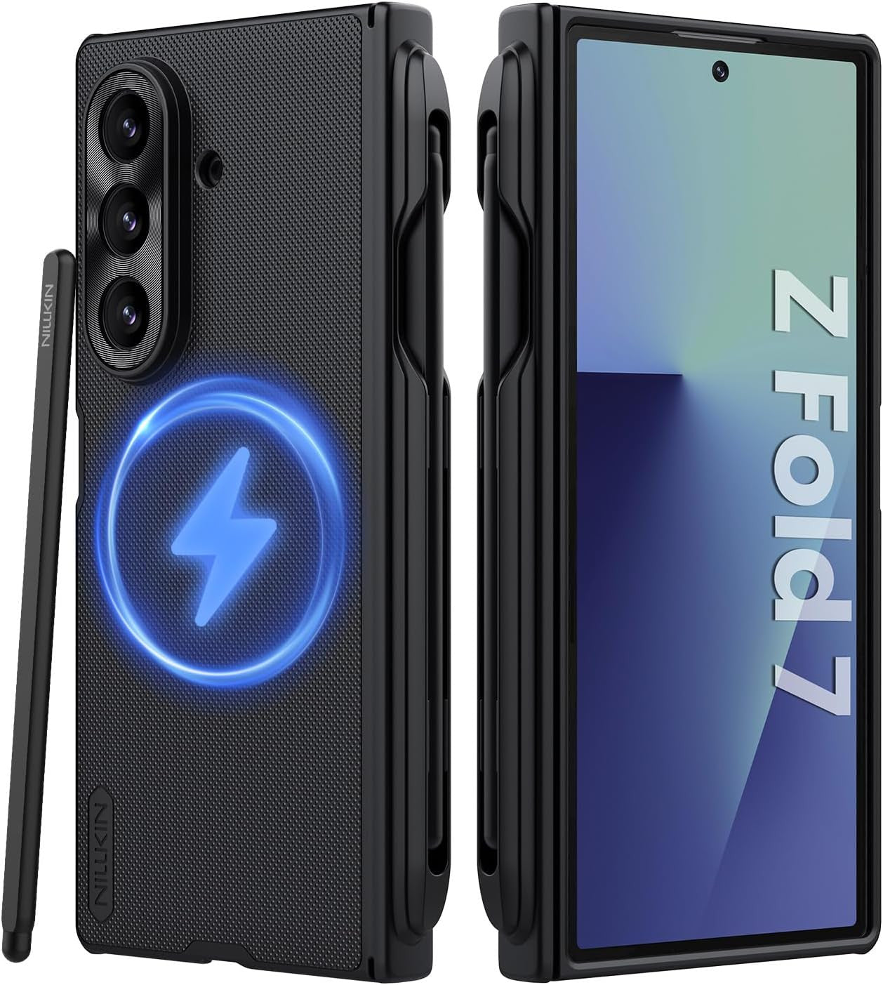Frosted Shield Samsung Galaxy Z Fold 7 Magnetic Case, with S Pen Holder & Pen &