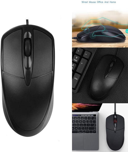 USB 2.0 Optical Wired Scroll Wheel Mouse PC Laptop Notebook Desktop Black Lot