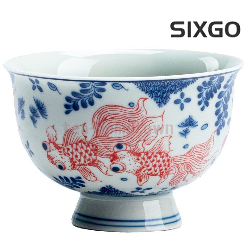 Blue and White Master Cup Glazed Black Tea Cup Tea Tasting Cup Kung Fu Tea Set
