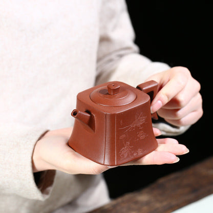Tea Pot With Infuser 10 Holes Handmade Pot Marked Traditional Craft Carved 230ml