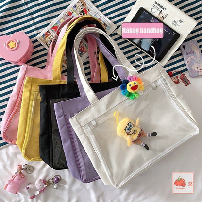 Crossbody Clear Bag Schoolbag Candy Sweet Shoulder Bags Polyester Canvas Handbag