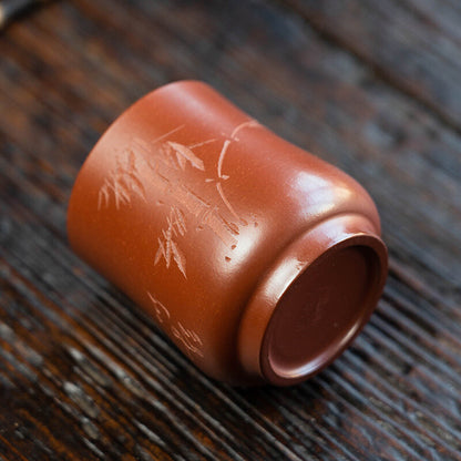 Chinese Tea Mug Real Yixing Zisha Dahongpao Clay Tea Cup Bamboo Carve Master Cup