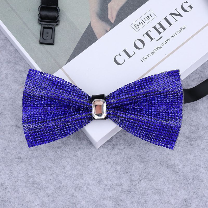 Men Rhinestone Bow Tie Shining Crystal Collar Bowtie Luxury Wedding Banquet Knot
