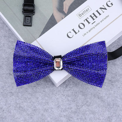 Men Rhinestone Bow Tie Shining Crystal Collar Bowtie Luxury Wedding Banquet Knot