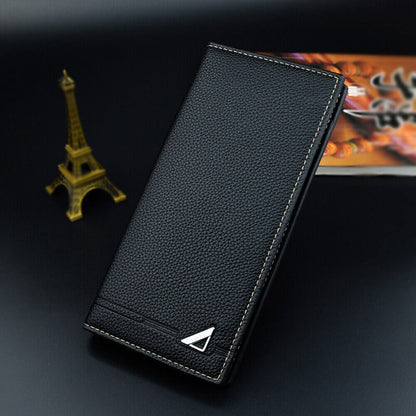 Men's Bifold Leather Wallet Long Zip Clutch Purse Credit Card Holder Handbag