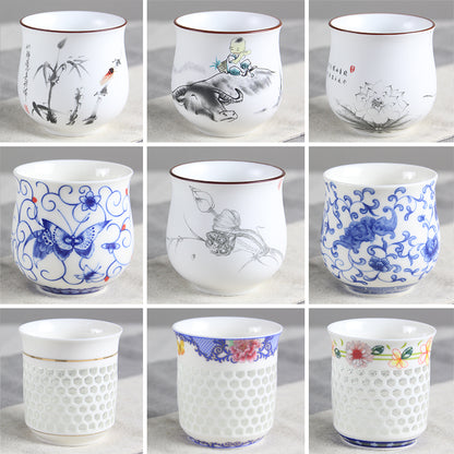 China Porcelain Master Cup Handpainted Tea Cup Multi Pattern 3.4oz Office Cups