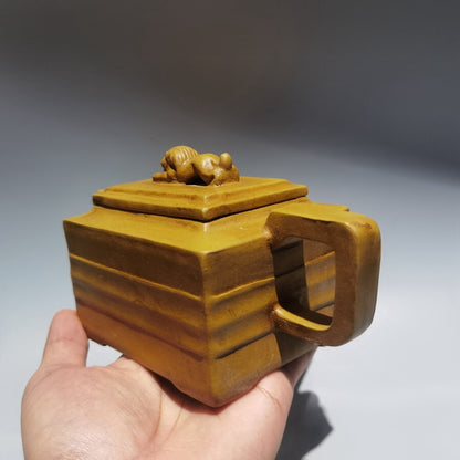 Chinese old Yixing Clay Teapot lettering pumpkin Purple sand Teapot 420cc
