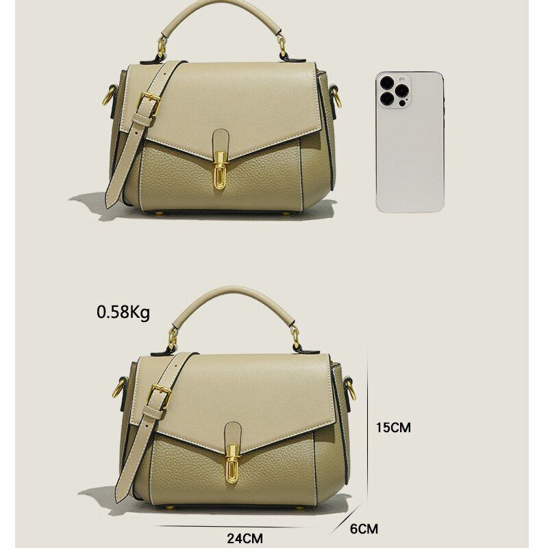 Messenger Handbag Genuine Leather Shell Vintage Purses Shoulder Bags 24*15*6 CM