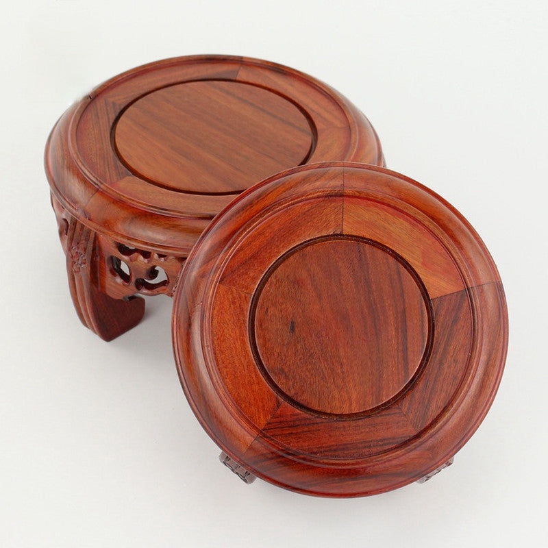 Mahogany Wood Carving Base Serving Tray Pedestal Square Teapot Display Stand