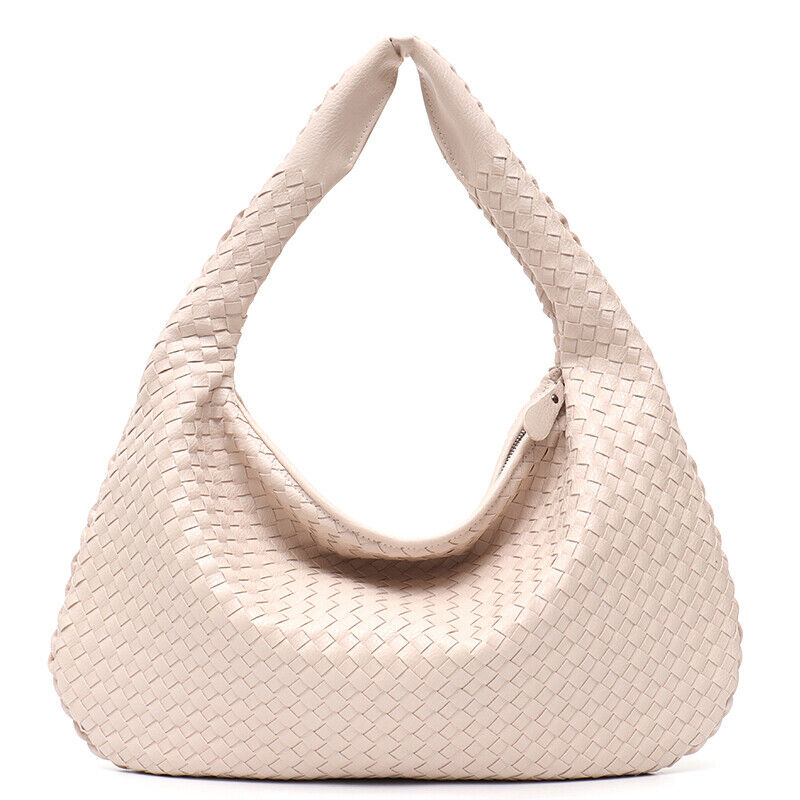 Leather Bag Woven Female Handbag Big Patchwork Zipper Women Shoulder Bags