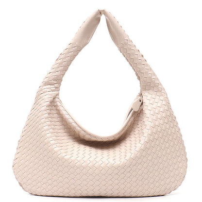 Leather Bag Woven Female Handbag Big Patchwork Zipper Women Shoulder Bags