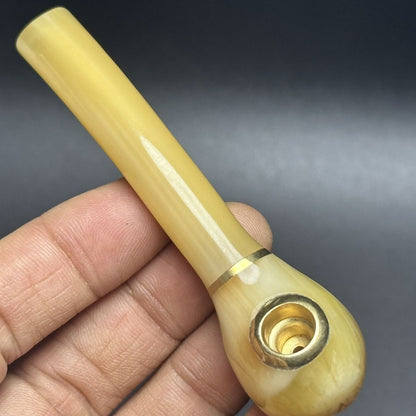 Horn Smoking Pipe Filter Reusable Cleanable Tobacco Holder Brass Bowl Smoke Tool