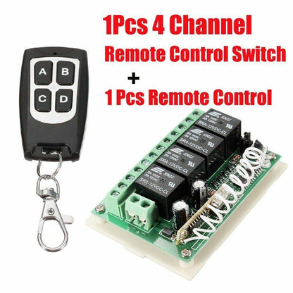Wireless Remote Control RF Switch 433mhz DC 12V 4CH 4 Channel Relay Receiver 12p