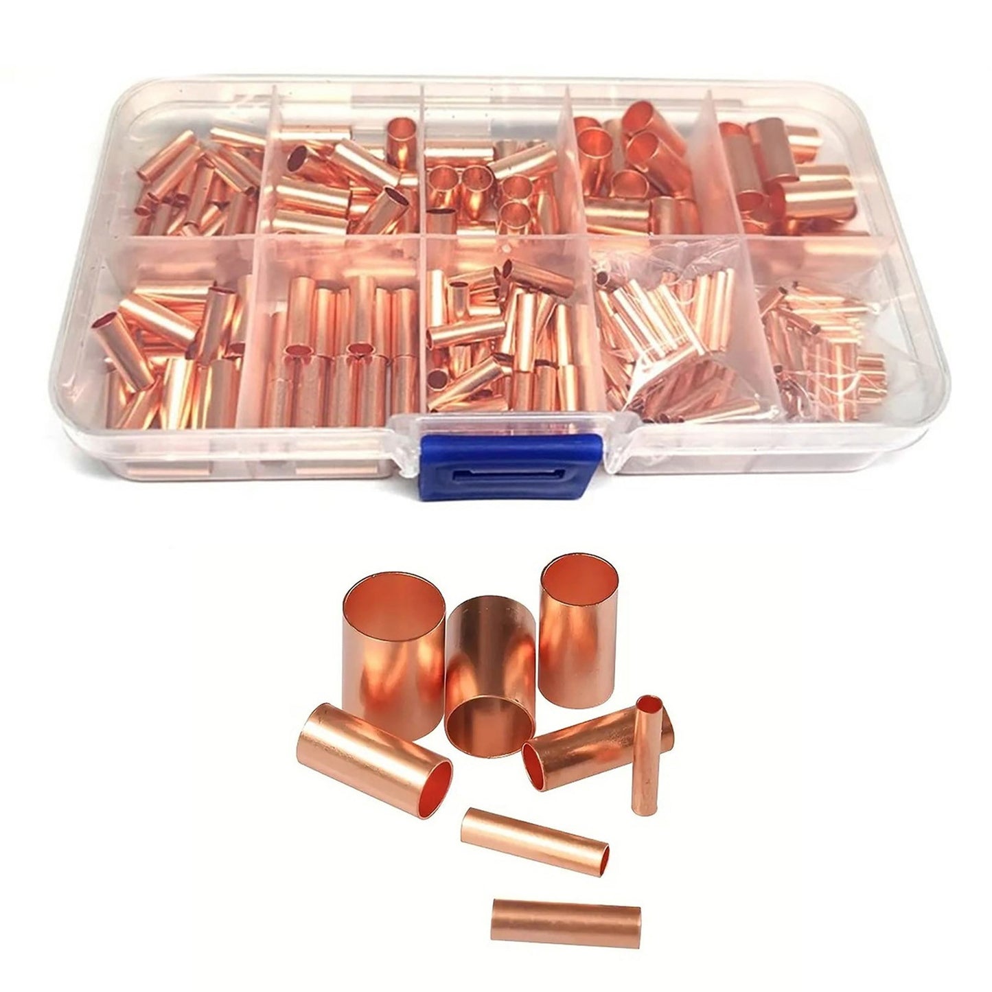 250Pcs/Set 7 Size Wire Ferrules Kit Red Copper Crimp Connector Butt Splice