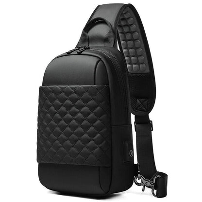 Men's Sling Backpack Oxford cloth Waterproof Crossbody Bag USB Port Sport Bags