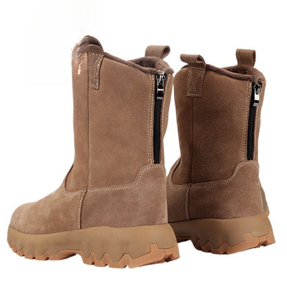 Men's snow boots with sheep fur integrated winter thick and warm cotton shoes-