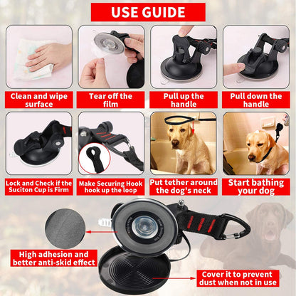 NEW 9CM Dog Bathing Rope with Suction Cup Pet Dog Grooming Tub Restraint Loops