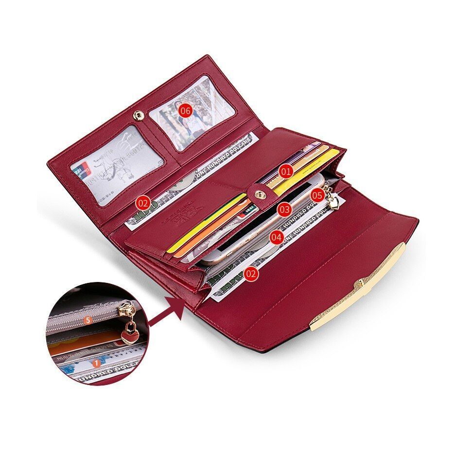 Long Wallet Fashion Purse Leather Red/Gold/Blue Clutch 3.5*10*19CM Polyester Bag
