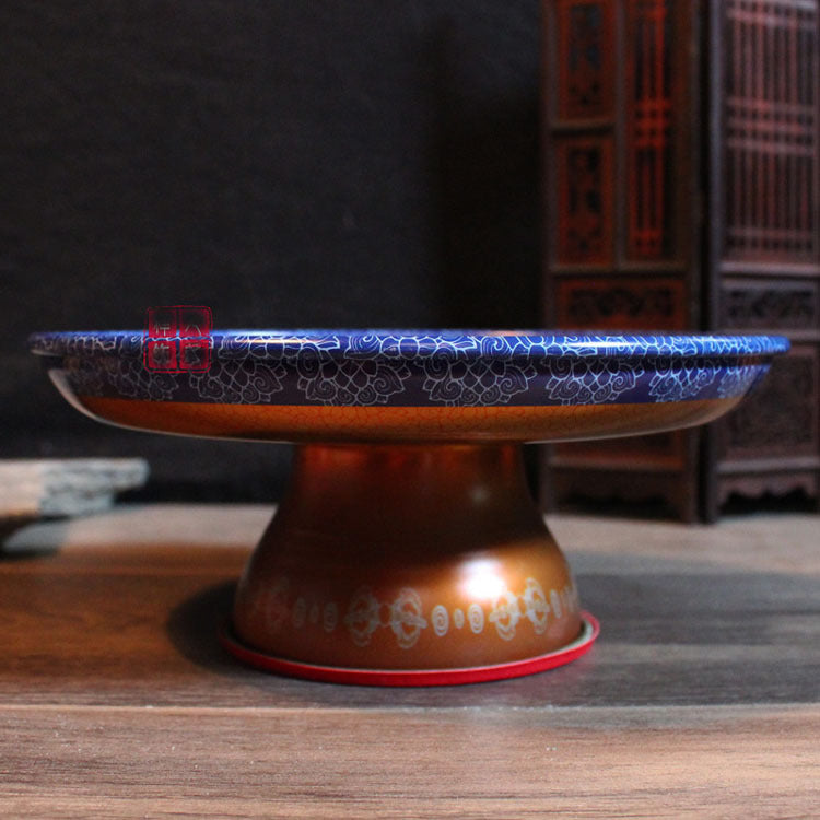 7.0inch Tibet Tibetan Mikky Buddhism Manza Manda OM Tray Plate Temple Supplies