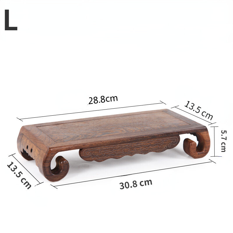 Wooden Display Stand Rectangle Base for Flower Vase Teapot Stone Home Decor