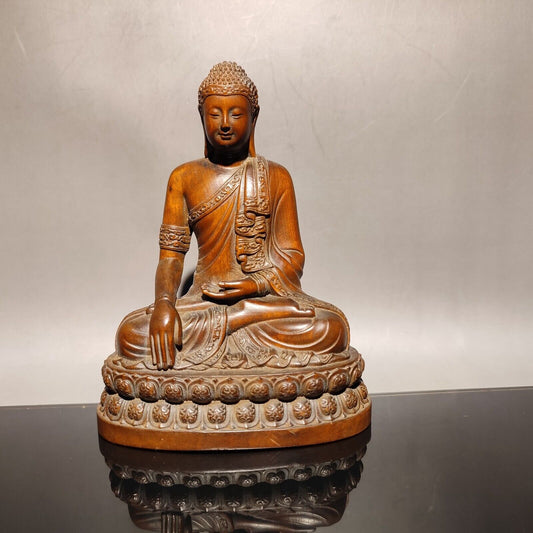 vintage Chinese Boxwood Wooden Statue carvings zen buddha home decor sculpture