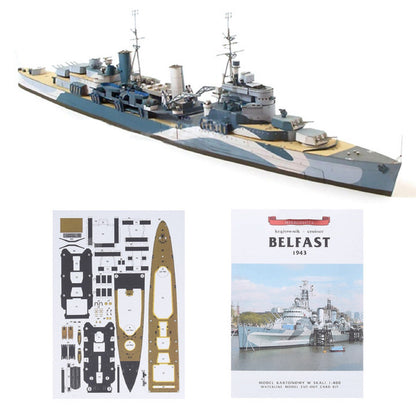 1:400 British Belfast Light Cruiser Set Battleship Paper Model DIY Puzzle Kits
