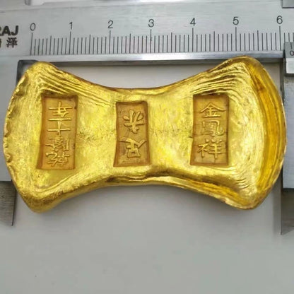 1Pc Tenth Year Qianlong Reign Qing Dynasty Brass Solid Gold Ingot Bar From