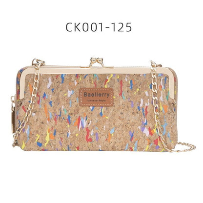 Wallets Wood Grain Chain Long Phone Holder Classic Purse Zipper Wallet 11*5*20CM