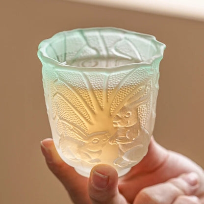 Cute Glass Rabbit Tea Cup Ladies High Grade Tea Cup Embossed Glaze Tea Set