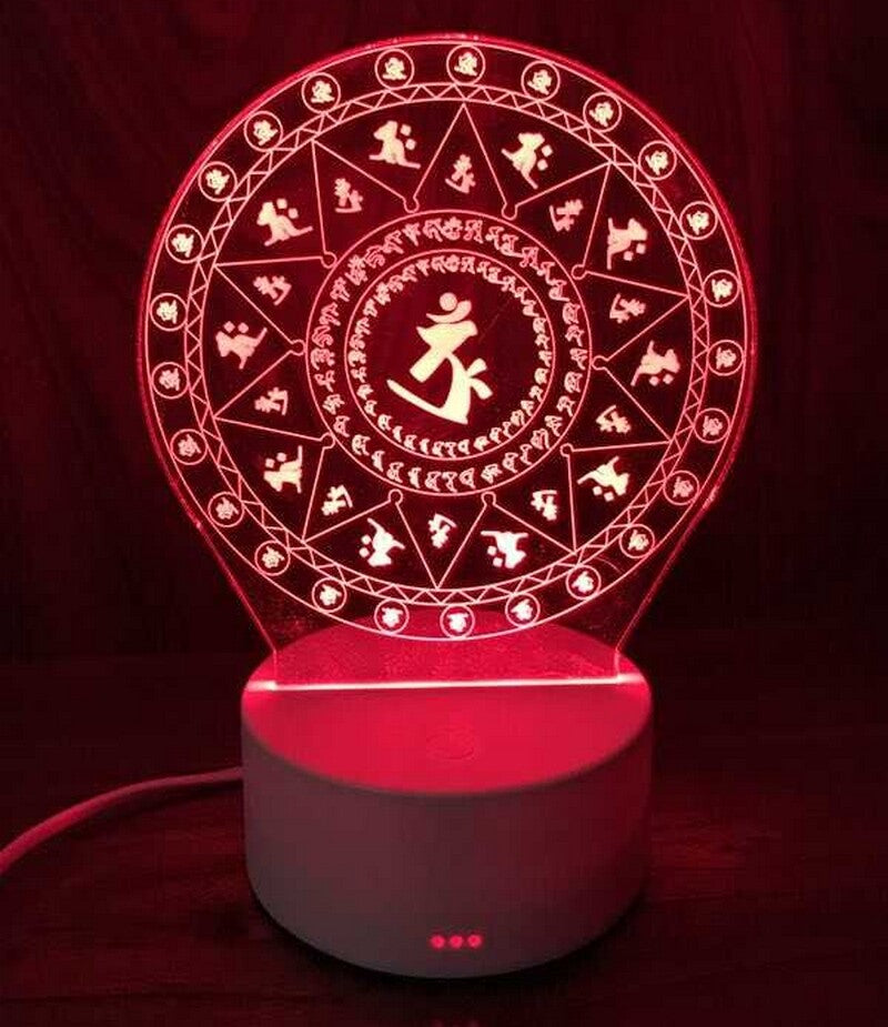 Electric 3 Colors Lamp Buddhism Mantra Heart Shine Table Altar Light Zen Decor