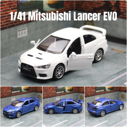 1:41 Diecast Mitsubishi Lancer EVO Metal Car Model Toy Pull Back Door Open Gift