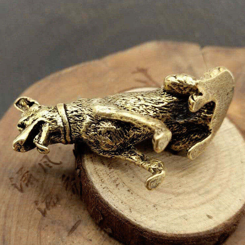 Solid brass dog statue mini statue home office decoration animal statue gift -