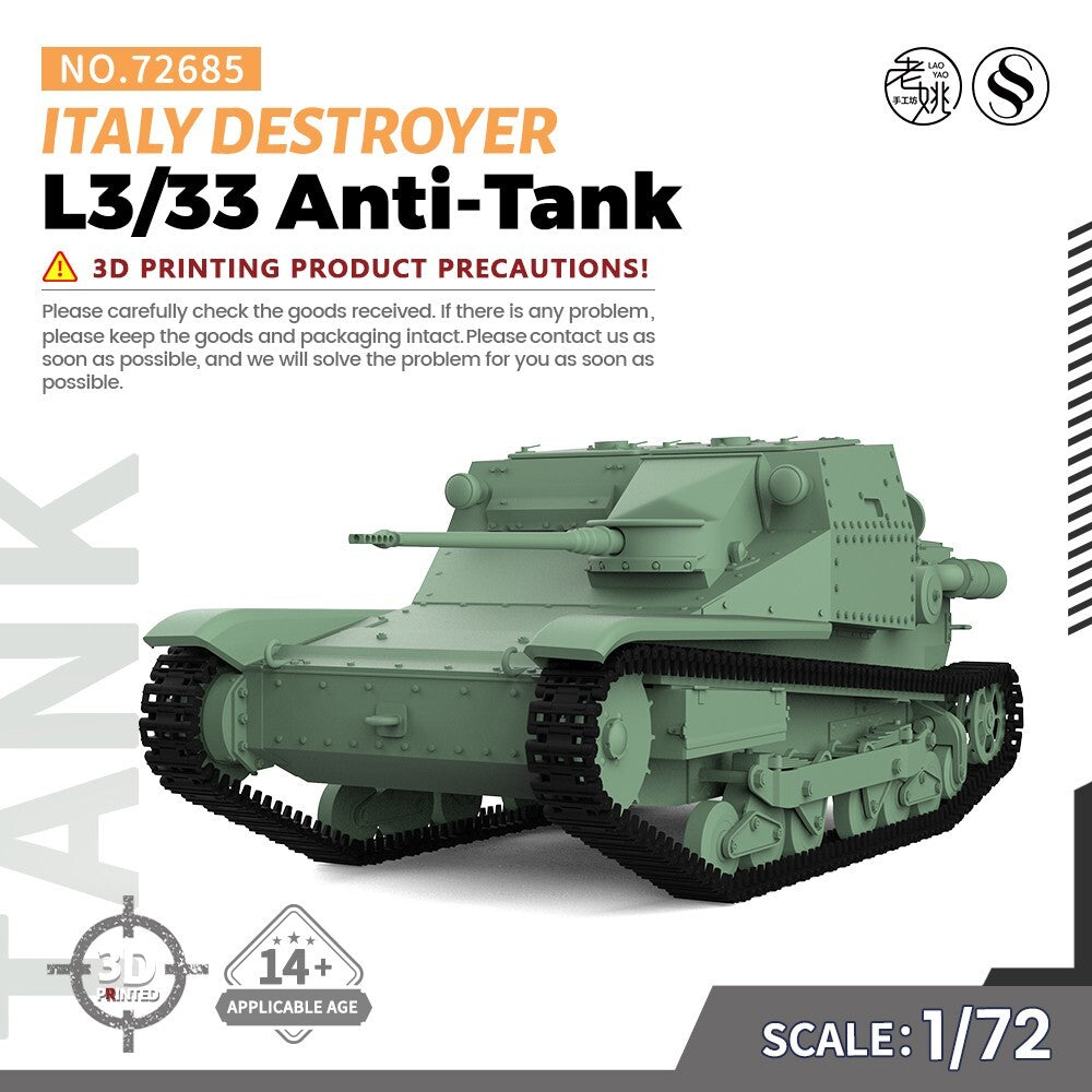 SSMODEL SS72685 1/72 25mm Military Model Kit Italy L3/33 Anti-Tank Destroyer