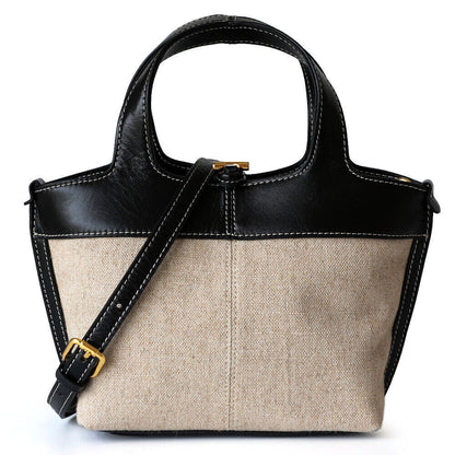 Small Mini Leather Canvas Tote Purse Shoulder Bag Tote Clutch Crossbody Handbag