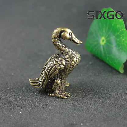 Copper Small Duck Figurines Ornaments Handmade Brass Animal Crafts Home Decor