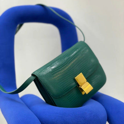 Lizard Effect Real Leather Flap Box bag Shoulder bag Purse Crossbody Square bag