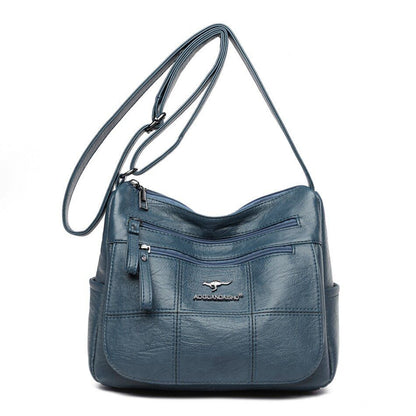 Crossbody Bag Soft Leather Messenger Pouch Retro Woman Handbag Shoulder Purse