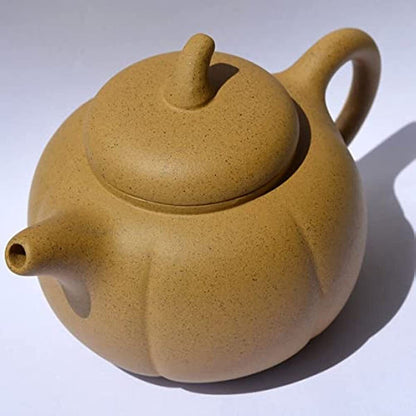Authentic Chinese Zisha Teapot 8oz Yixing Clay Yellow Sesame Mud Tea Pot Pumpkin