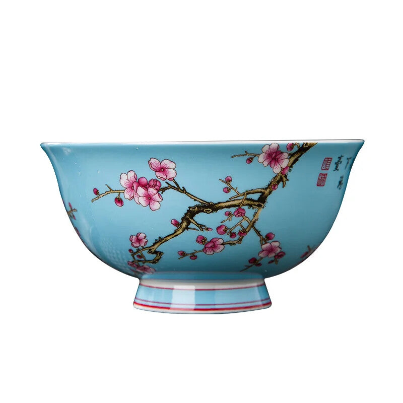 1pc Chinese Retro Flower Bird Pattern Bowl Ceramic Tableware Kung Fu Tea Set
