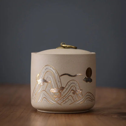 Chinese Ceramic Storage Jar, Purple Clay, Tea Jar, Home Candy Nut Sealed Box